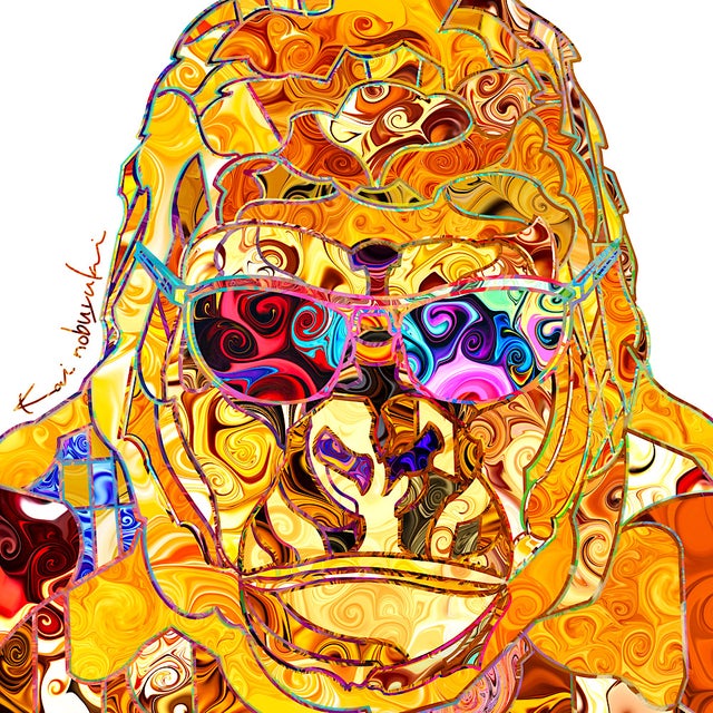 【一点物】デジタルアート Kai Nobuyuki 動物 マーブル模様 生命力と躍動感あふれる、カラフルなマーブル模様の美しい動植物